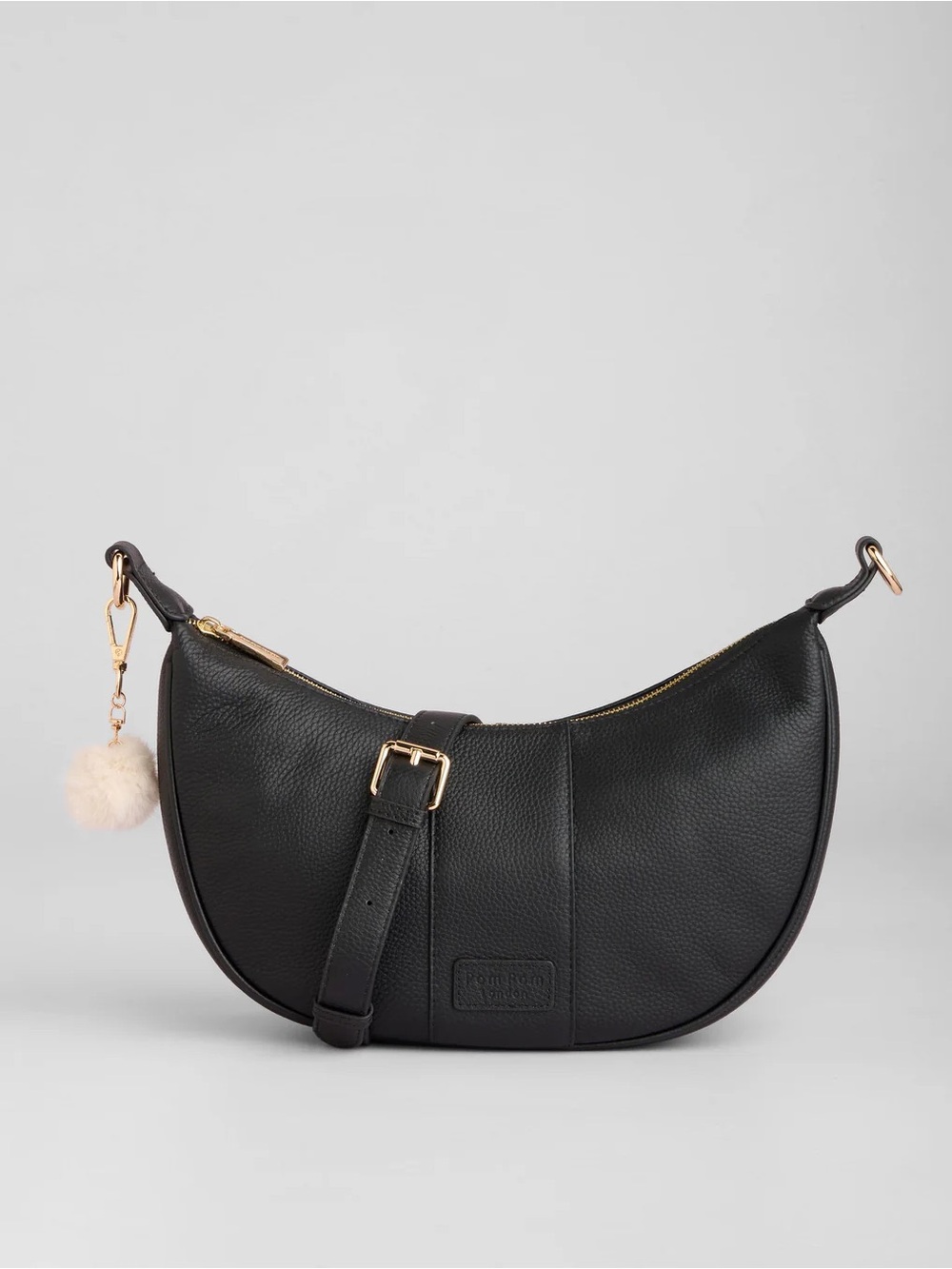 Pom Pom London Black Pebbled Leather “Sutton” Shoulder Bag - Picture 8 of 8